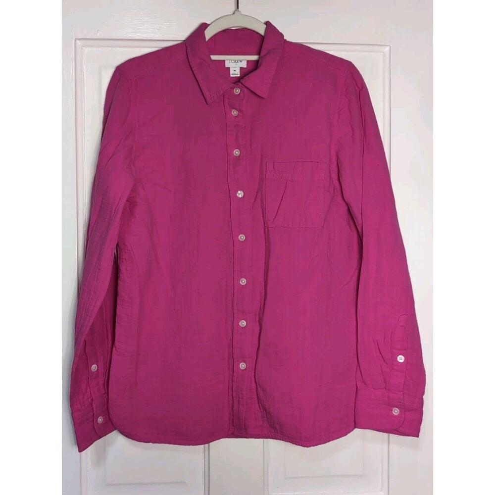 J.Crew Pink Reimagined Long Sleeve Casual Comfort Beach Women's M(1131)